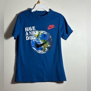 Nike Blue Kids Shirt with Earth Graphic